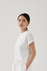 Cadey Cuffed Sleeves Top in White