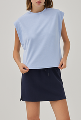 Hartley Cuffed Sleeves Top in Baby Blue