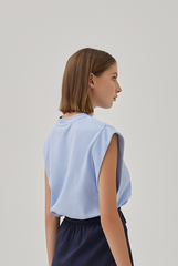 Hartley Cuffed Sleeves Top in Baby Blue