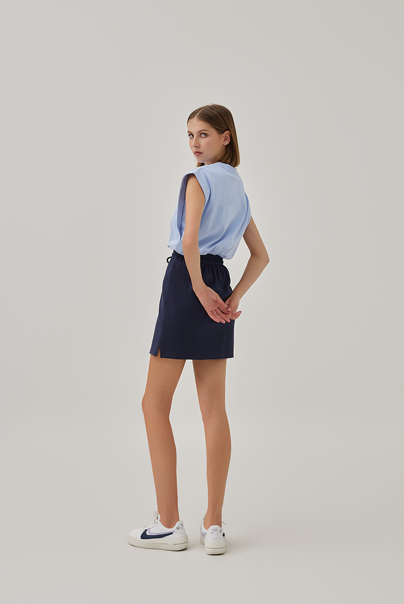 Hartley Cuffed Sleeves Top in Baby Blue