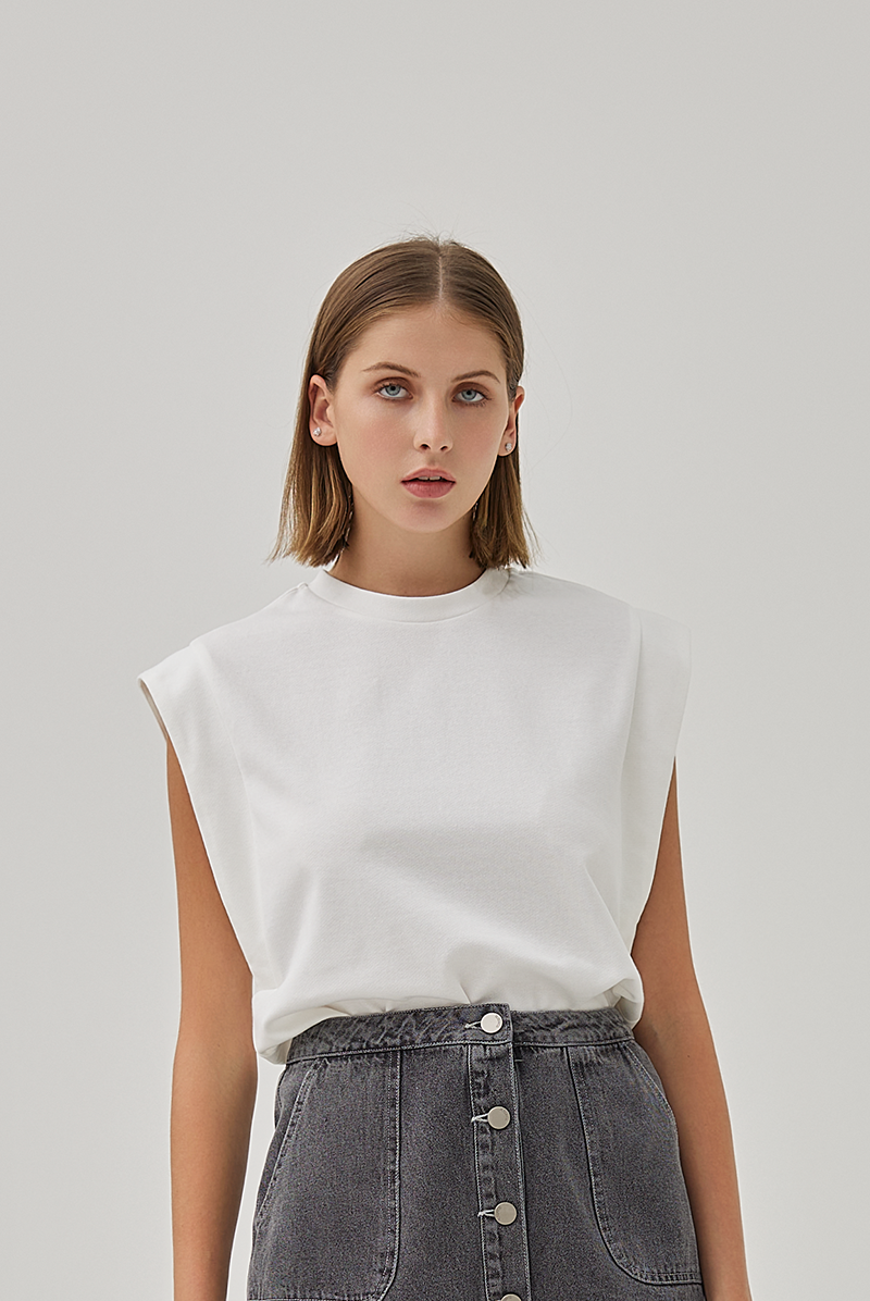 Hartley Cuffed Sleeves Top in White