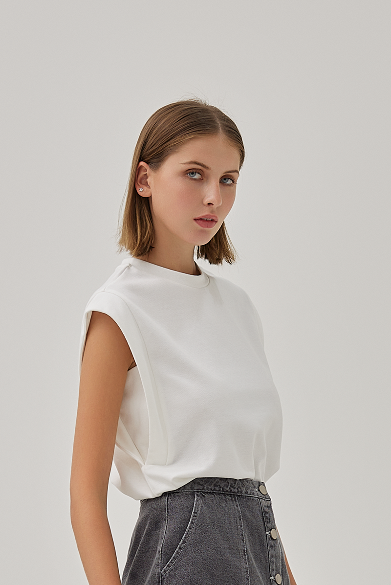 Hartley Cuffed Sleeves Top in White