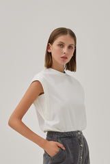 Hartley Cuffed Sleeves Top in White
