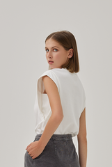 Hartley Cuffed Sleeves Top in White