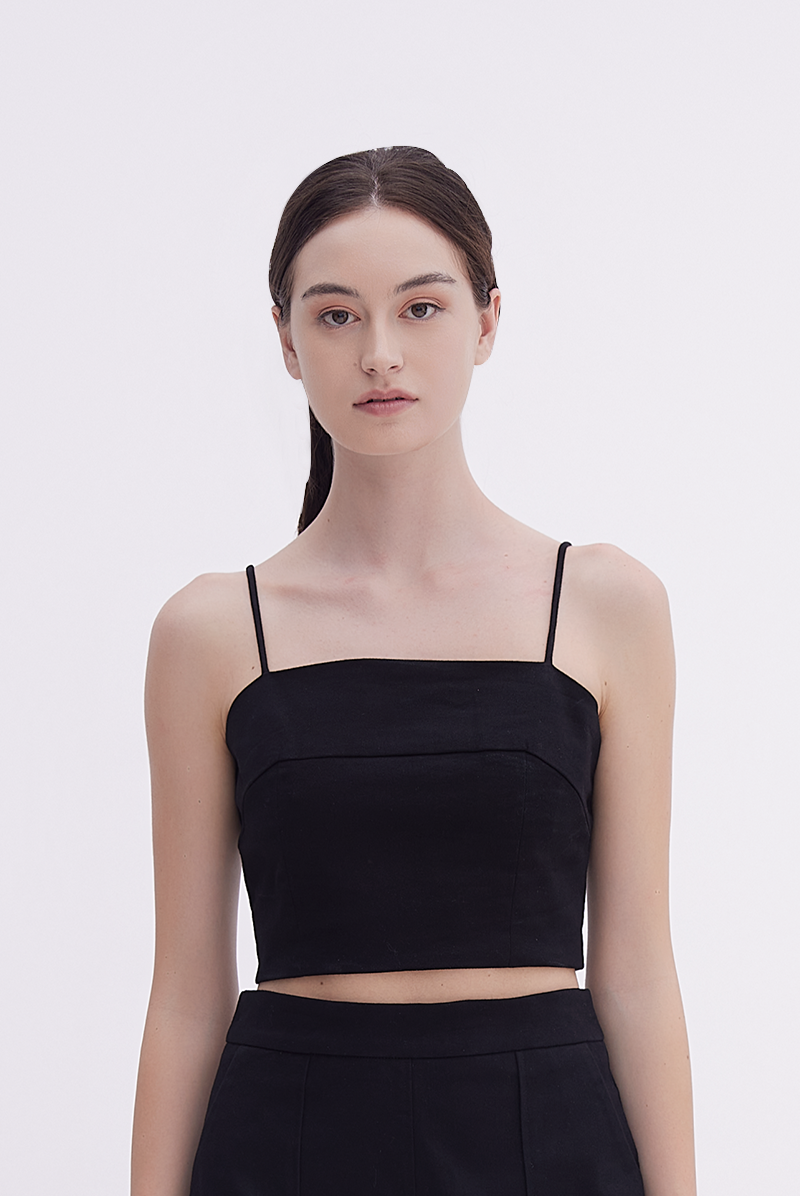Ava Pintuck Crop Top in Black