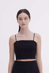 Ava Pintuck Crop Top in Black