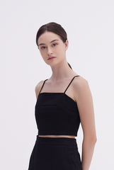 Ava Pintuck Crop Top in Black