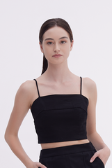 Ava Pintuck Crop Top in Black