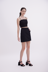 Ava Pintuck Crop Top in Black