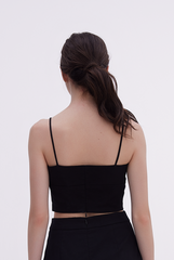 Ava Pintuck Crop Top in Black