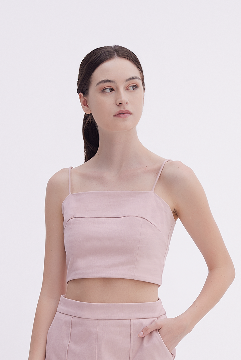 Ava Pintuck Crop Top in Dusty Pink