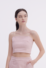 Ava Pintuck Crop Top in Dusty Pink