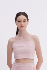 Ava Pintuck Crop Top in Dusty Pink