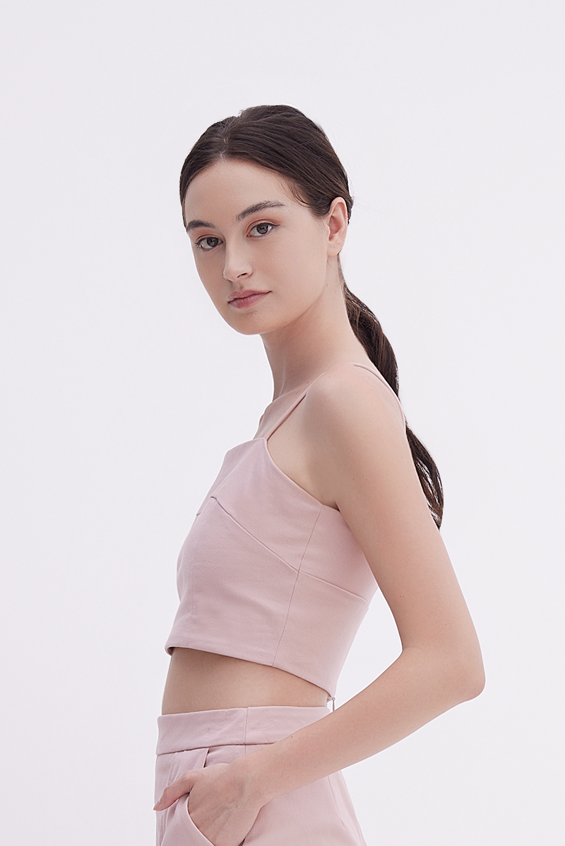 Ava Pintuck Crop Top in Dusty Pink