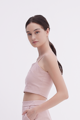 Ava Pintuck Crop Top in Dusty Pink