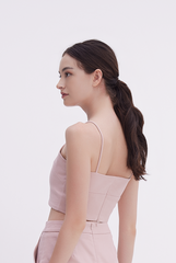 Ava Pintuck Crop Top in Dusty Pink