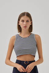 Sheena Knitted Tank Top in Navy Blue