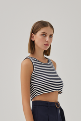 Sheena Knitted Tank Top in Navy Blue