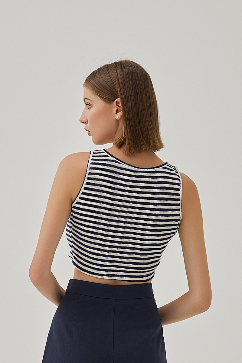 Sheena Knitted Tank Top in Navy Blue