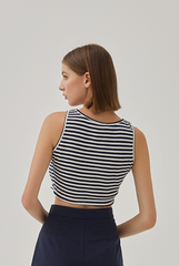 Sheena Knitted Tank Top in Navy Blue