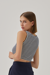 Sheena Knitted Tank Top in Navy Blue