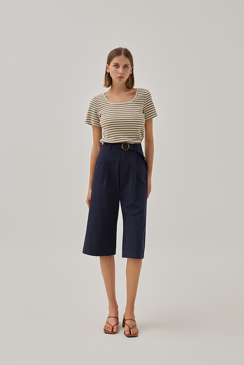 Sheena Knitted Square Neck Top in Tea