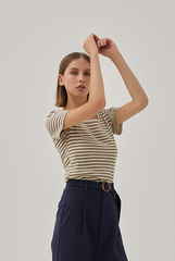 Sheena Knitted Square Neck Top in Tea