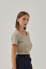 Sheena Knitted Square Neck Top in Tea
