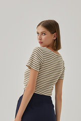 Sheena Knitted Square Neck Top in Tea