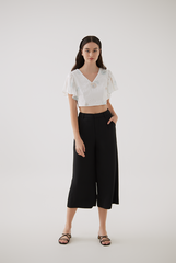 Asher Floral Embroidery Crop Top in White