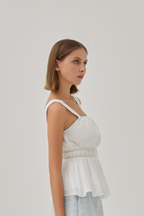 Judith Ruched Peplum Top in White