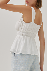 Judith Ruched Peplum Top in White
