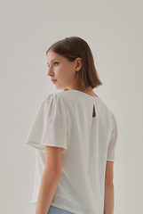 Tessa Textured Flare Sleeves Top in White