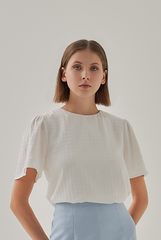 Tessa Textured Flare Sleeves Top in White