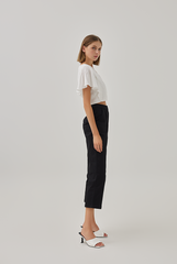 Huda V-Neck Flutter Sleeves Crop Top in White