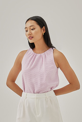 Leanna Embroidered Halter Top in Pink