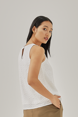 Leanna Embroidered Halter Top in White