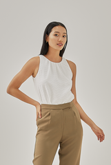 Leanna Embroidered Halter Top in White
