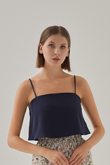 Jada Sleeveless Flowy Crop Top in Navy Blue