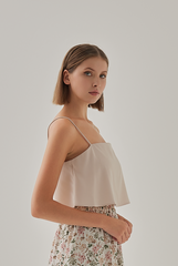 Jada Sleeveless Flowy Crop Top in Powder