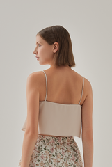 Jada Sleeveless Flowy Crop Top in Powder