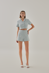 Mila Tweed Jacket Top in Cloud