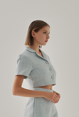 Mila Tweed Jacket Top in Cloud
