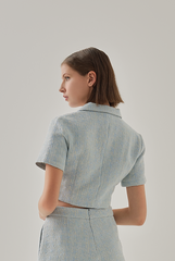 Mila Tweed Jacket Top in Cloud