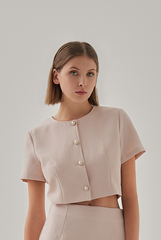 Laina Button Down Jacket Top in Rose