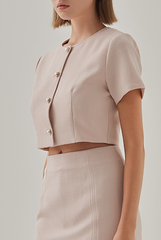 Laina Button Down Jacket Top in Rose