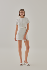 Laina Button Down Jacket Top in White
