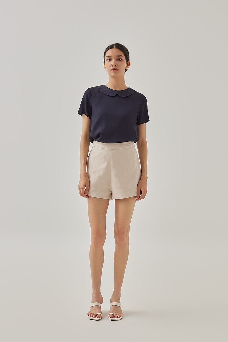 Anthea Peter Pan Collar Blouse in Navy Blue