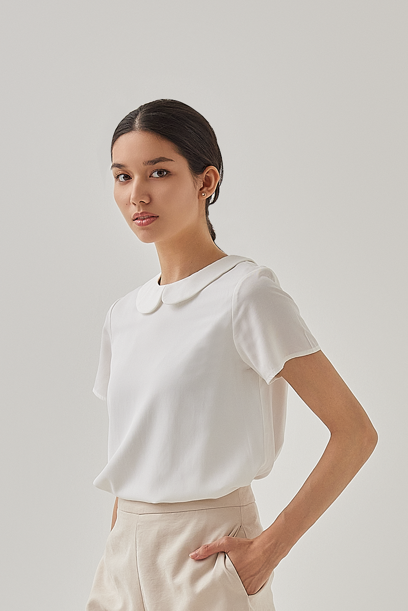 Anthea Peter Pan Collar Blouse in White