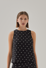 Naomi Halter Neck Polka Dot Top in Black